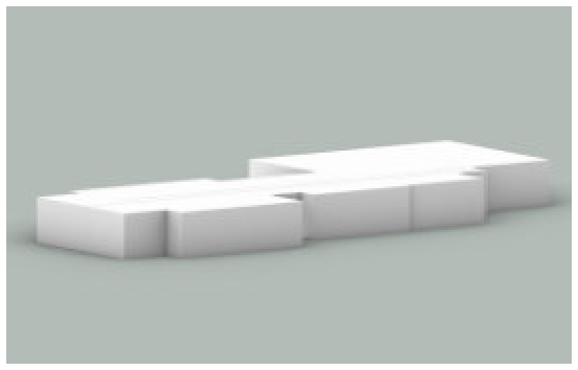 First program iteration, main exterior space toward the back