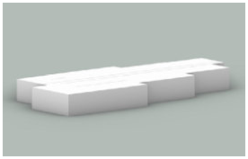 Second program iteration, main exterior space toward the front