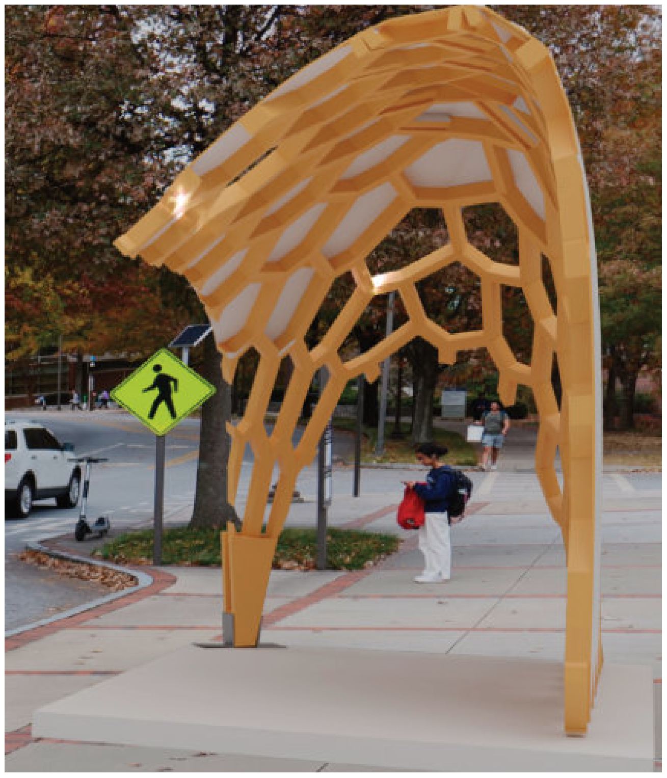 Honeycomb bus stop rendering